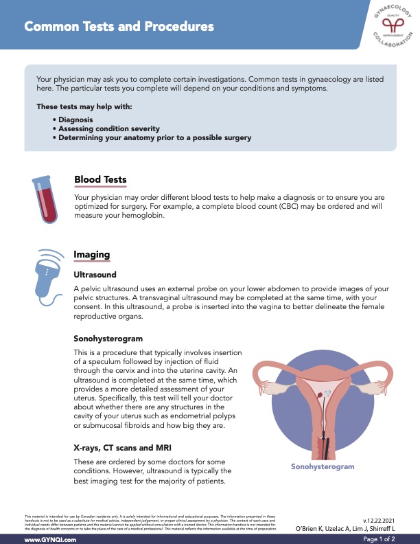 Common Tests and Procedures