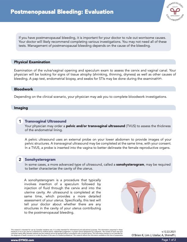 Postmenopausal Bleeding Evaluation