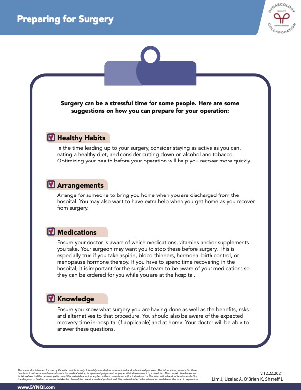 Preparing for Surgery