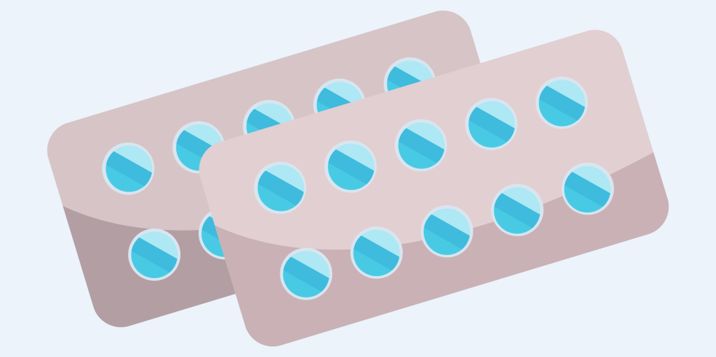 Illustration of a packet of birth control pills.