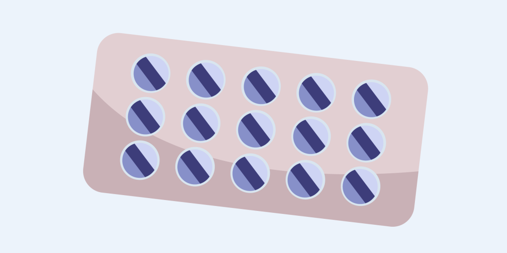 Illustration of a packet of birth control pills.